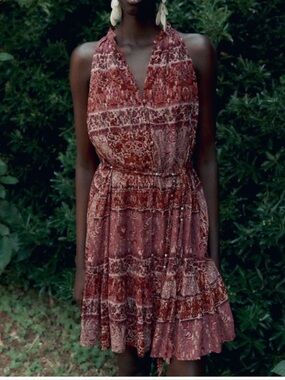 NWT PATCHWORK PRINT MINI DRESS WITH BELT